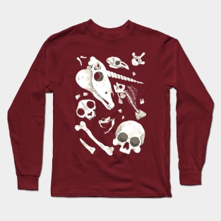 burgundy Skulls and Bones - Wunderkammer Long Sleeve T-Shirt